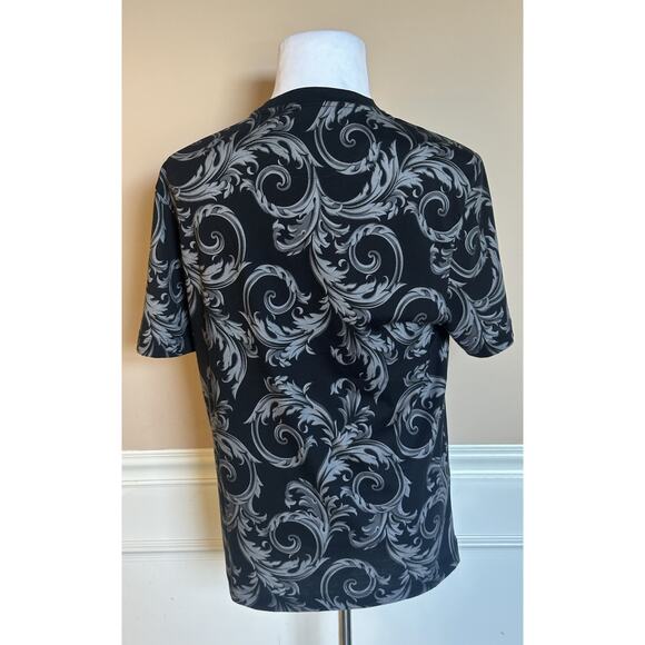 Versace Leafy Baroque Cotton Jersey T-Shirt Black/Gray 3XL 1019460 NWT $625 - Picture 2 of 14